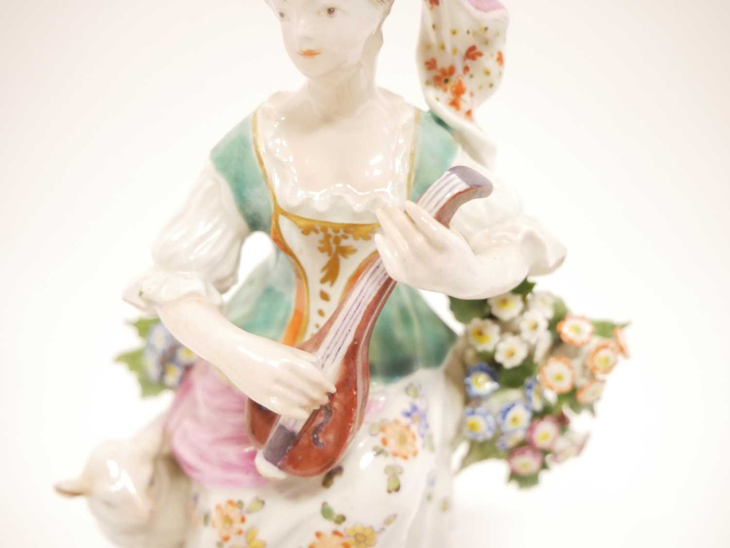 Derby Porcelain Figure of a Girl with Mandolin - Image 3 of 8