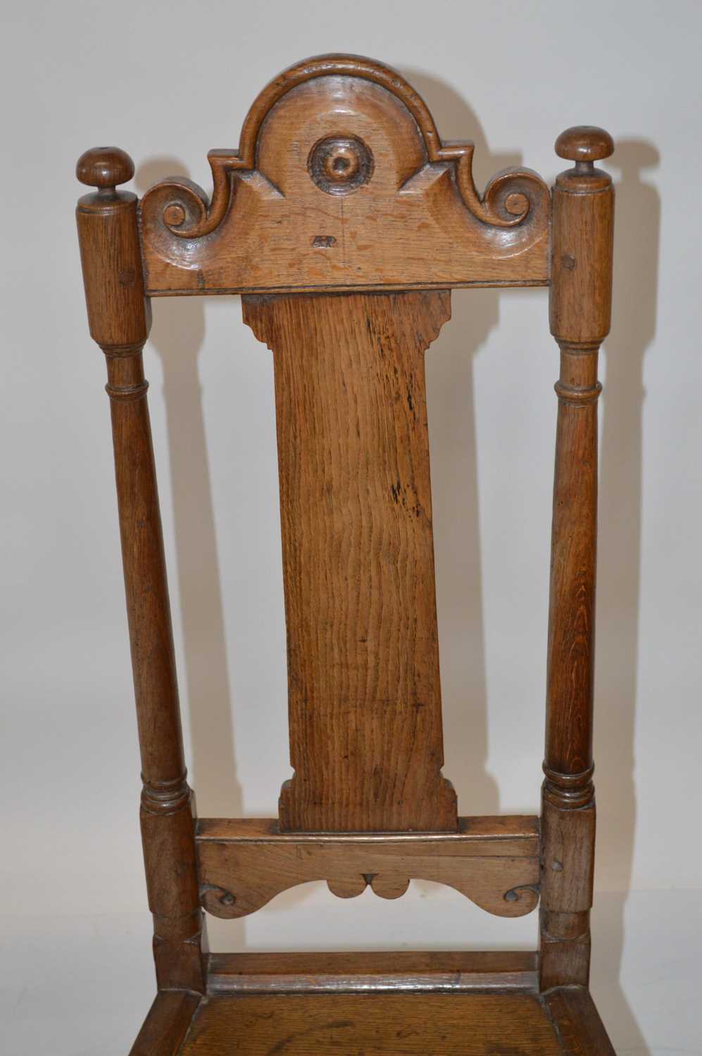 Three Late 17/Early 18th Century Oak High Back Side Chairs - Image 3 of 7