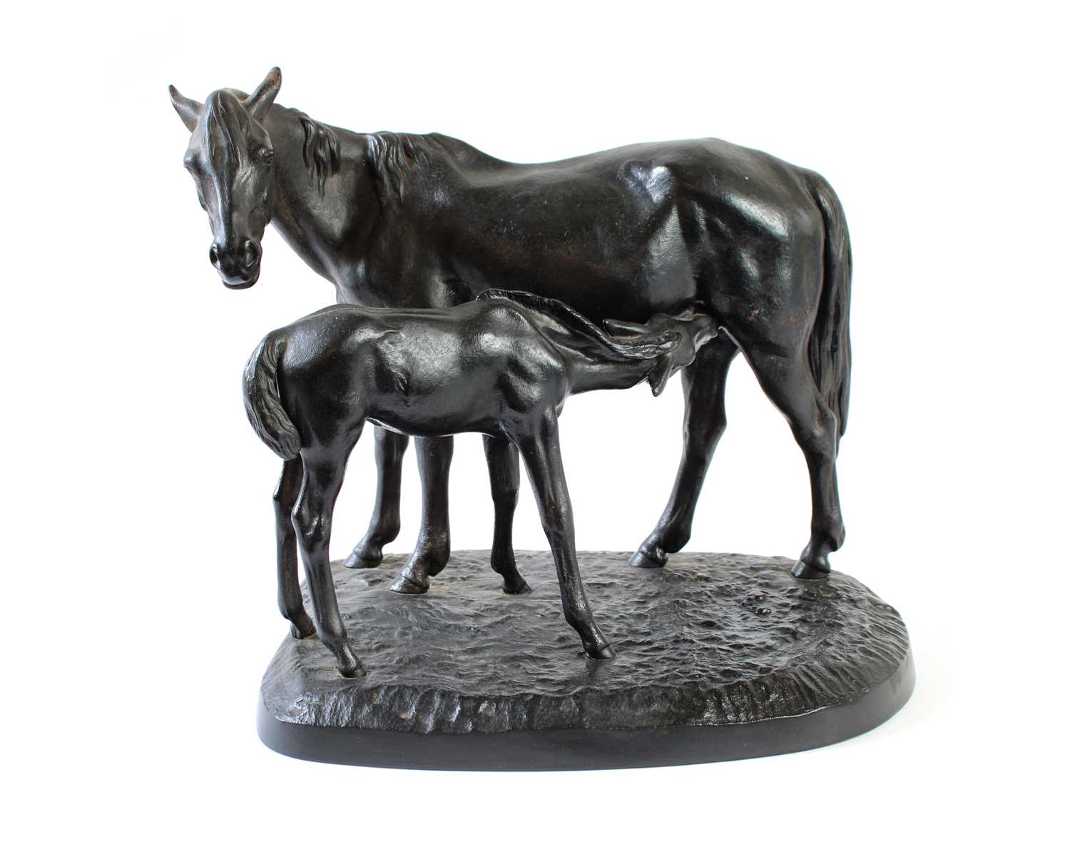 Russian Cast Iron Figure Group of a Horse and Foal