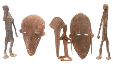 Three African Bamana iron figures