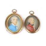English School (19th century) Portraits of two gentlemen, bust length, in blue and red coats