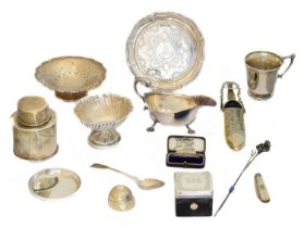 A selection of silver and plated items,