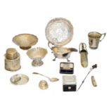 A selection of silver and plated items,