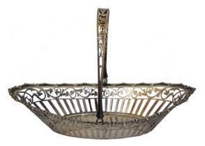 An Edward VII silver swing handled basket,