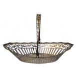 An Edward VII silver swing handled basket,