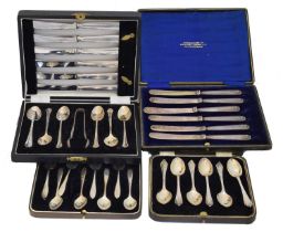 A selection of cased silver flatware,