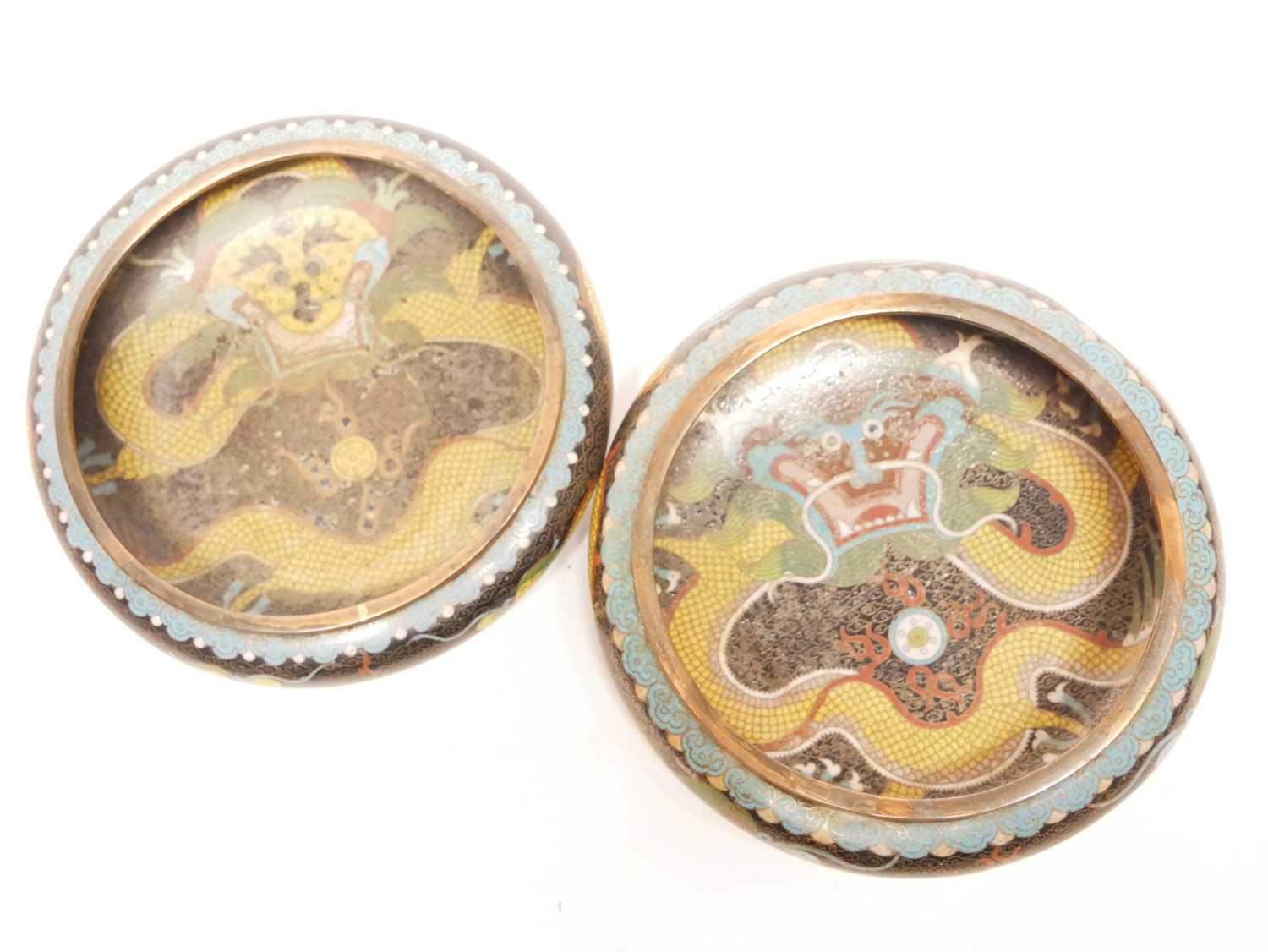 Pair of Chinese Cloisonne Enamel Bowls - Image 2 of 9