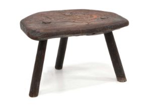 Early 19th Century Vernacular Elm and Oak Milking Stool