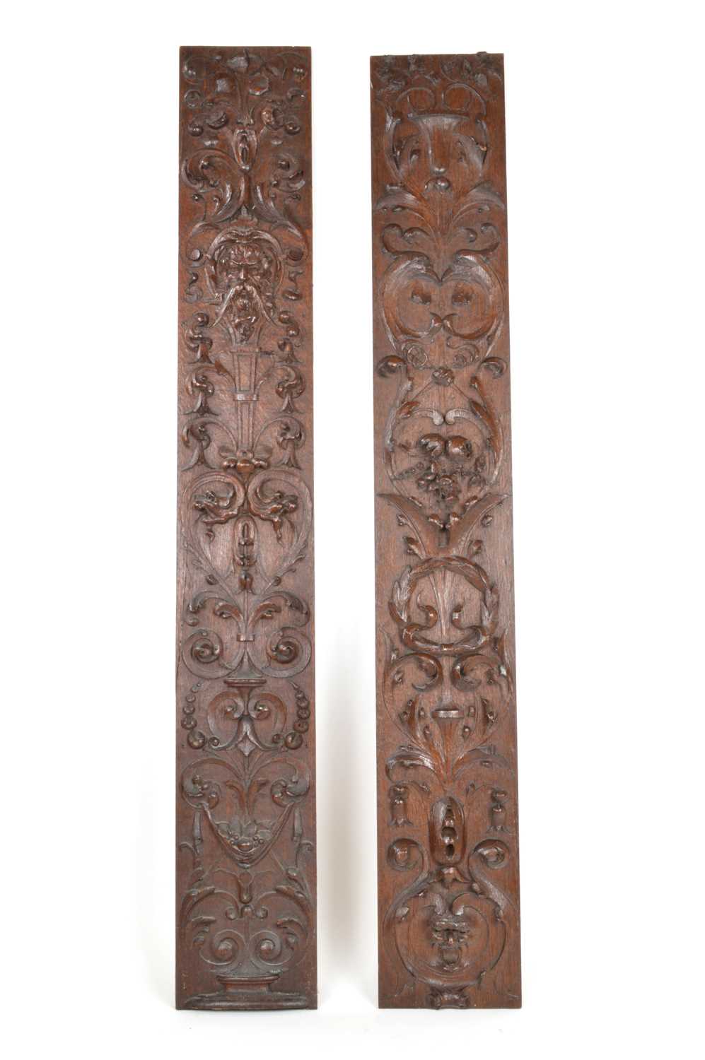 Two Rectangular Gothic Carved Oak Wall Panels