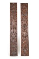 Two Rectangular Gothic Carved Oak Wall Panels