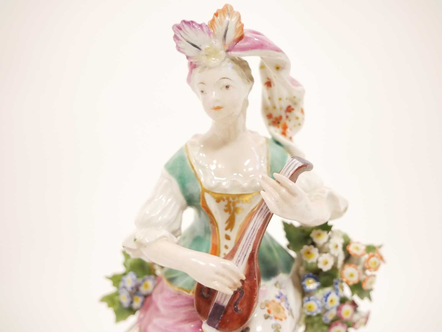 Derby Porcelain Figure of a Girl with Mandolin - Image 2 of 8