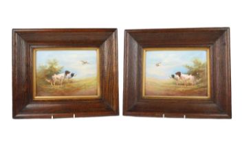 Pair of Crown Devon plaques signed R. Hinton