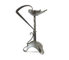 19th Century Wrought Iron Whale Oil Betty Lamp