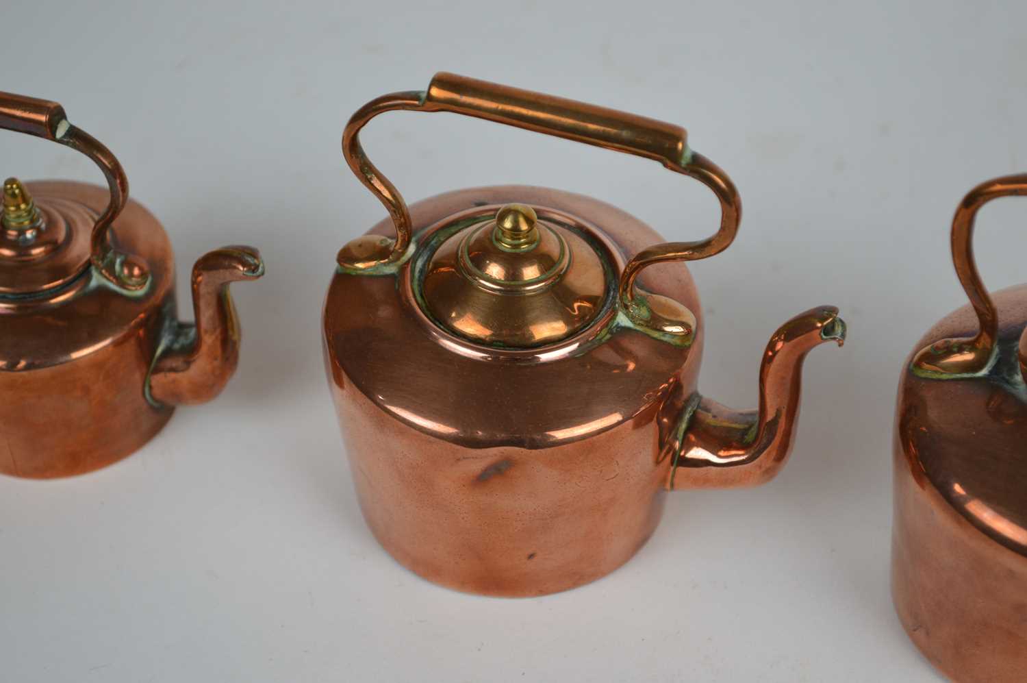 Matched Set of Four Graduated Miniature Copper Kettles - Image 3 of 5