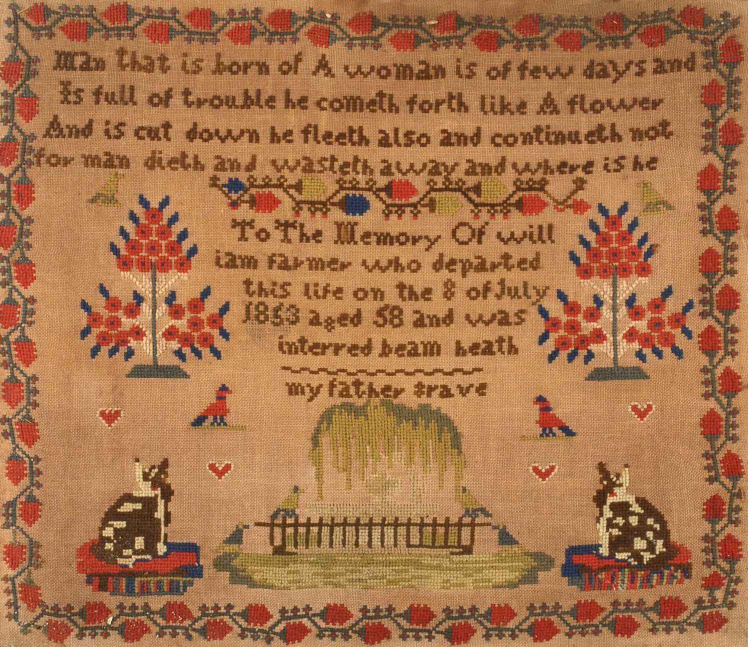 Victorian In Memoriam Sampler of Nantwich Interest