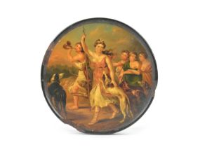 Early 19th Century Papier Mache Circular Snuff Box