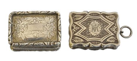 Two 19th century silver vinaigrettes,