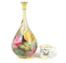 Royal Worcester Hadley Ware Vase Painted by Ambrose Hood And a Single Coffee Can