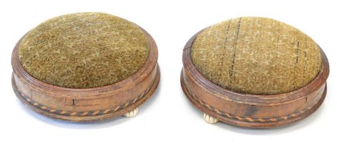 Pair of 19th Century Inlaid Circular Footstools