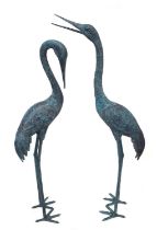 Large and Impressive Pair of Patinated Bronze Stalks