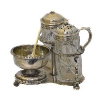 A Victorian silver cruet set,