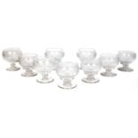 Harlequin Set of Nine 19th Century Clear Glass Rummers