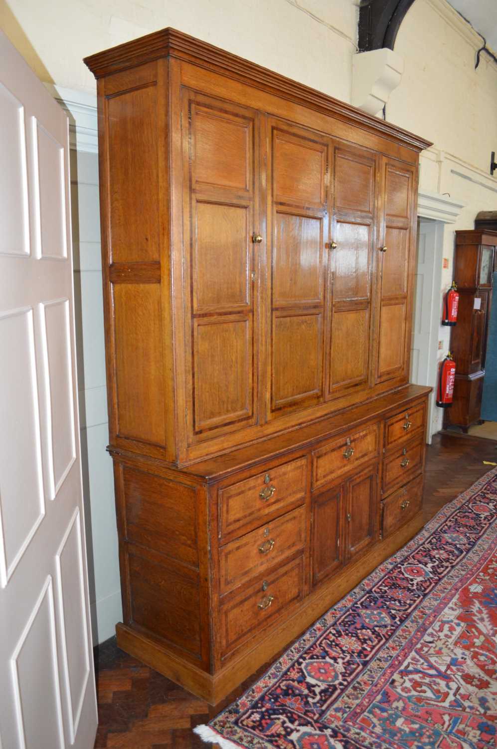 George III Oak and Mahogany Cross-Banded Housekeepers Cupboard - Image 3 of 23