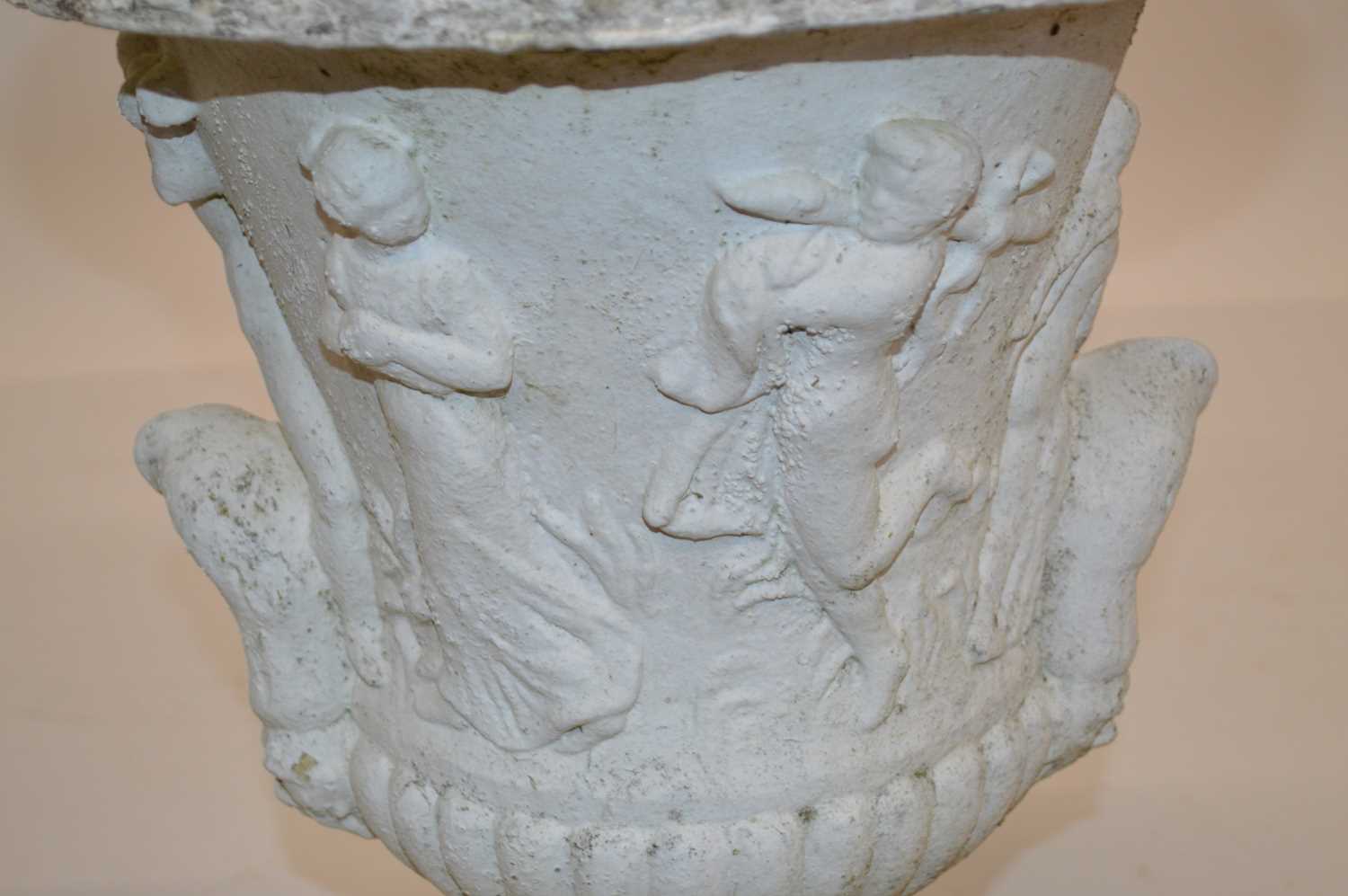 Pair of Painted Concrete Pedestal Urns - Image 4 of 5