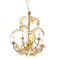 20th Century Gilt Metal Five Branch Chandelier