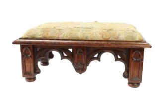 Late 19th Century Gothic Revival Carved Oak Stool