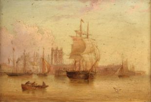 Henry Redmore (British 1820-1887) "Boats at the Mouth of Hull Harbour"