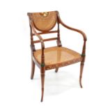 Modern Regency Style Polychrome Painted Bergere Open Armchair