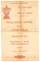 British Railways Programme of Special Train Arrangements FA Cup Final 1957