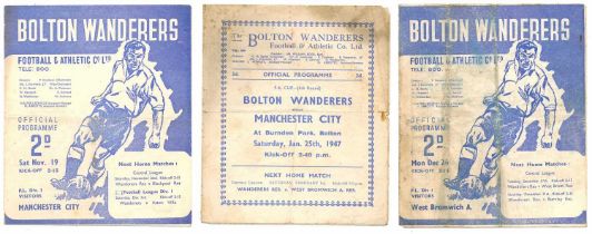 Bolton Wanderers Three Home Programmes