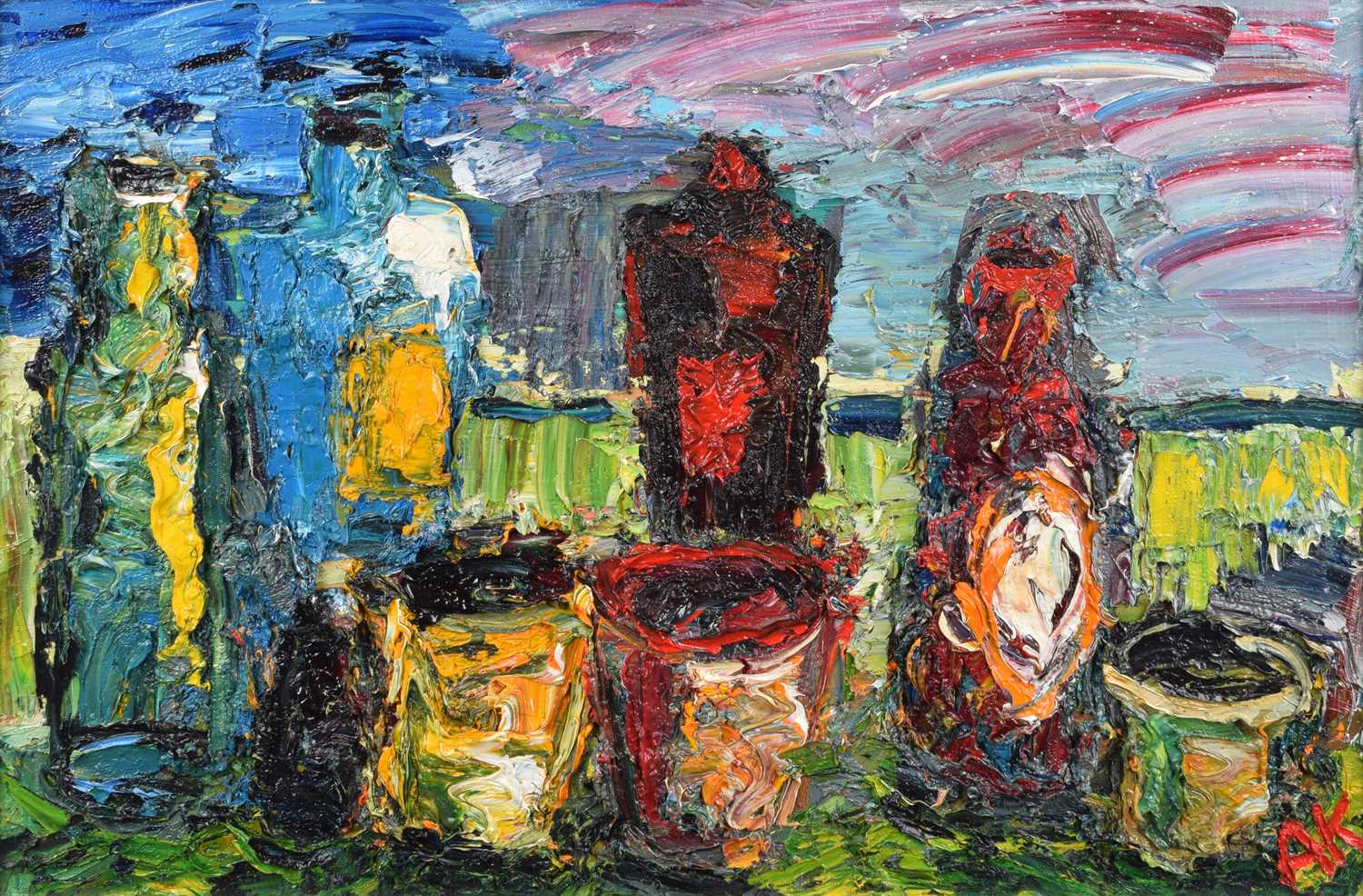 Alan Knight (British 1949-) "Bottles and Pots"