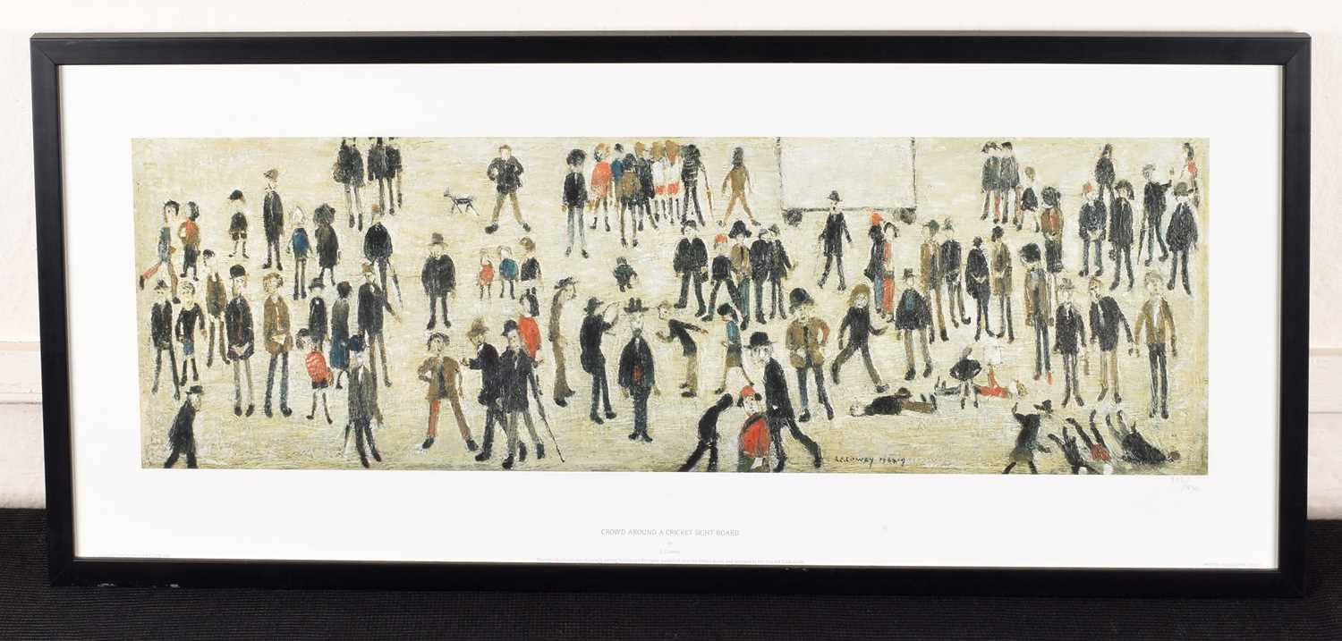 L.S. Lowry R.A. (British 1887-1976) "Crowd Around a Cricket Sight Board" - Image 2 of 2