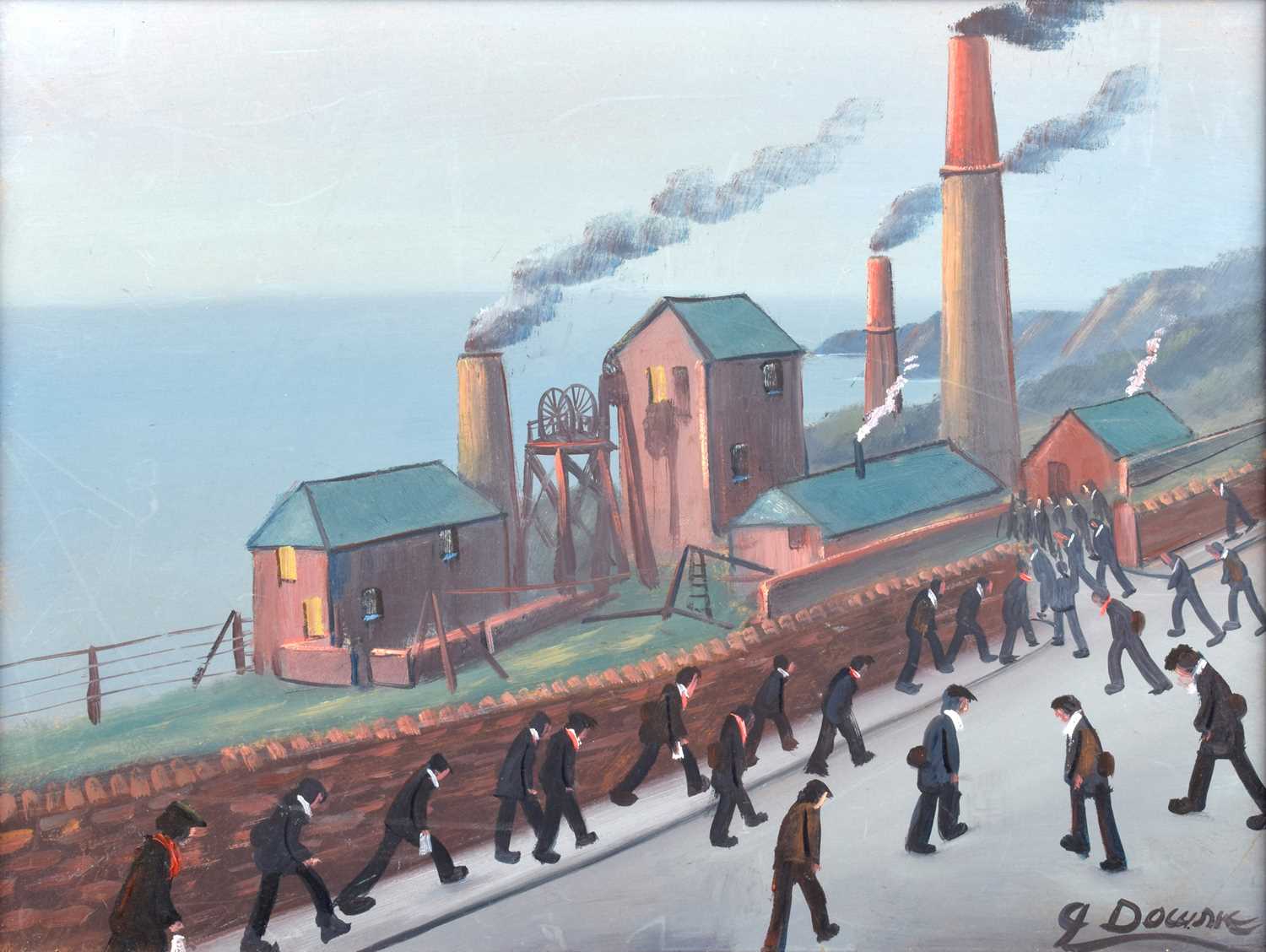 James Downie (British 1949-) "Cornish Miners Going to Work"