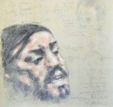 Harold Riley (British 1934-2023) "Luciano Pavarotti"