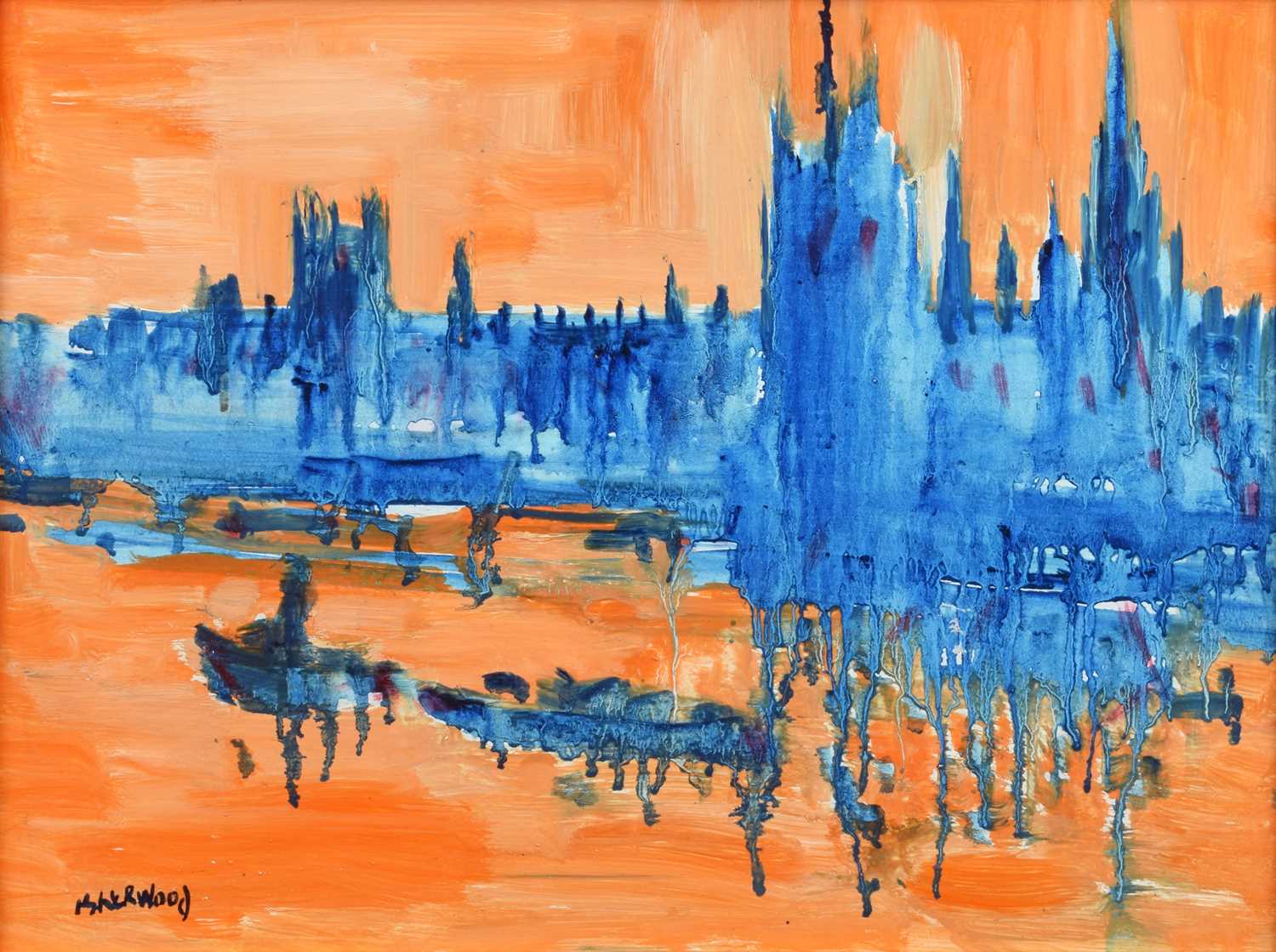 James Lawrence Isherwood F.R.S.A., F.I.A.L. (British 1917-1989) "Sun, Houses of Parliament"