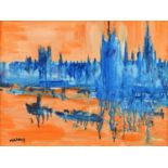 James Lawrence Isherwood F.R.S.A., F.I.A.L. (British 1917-1989) "Sun, Houses of Parliament"