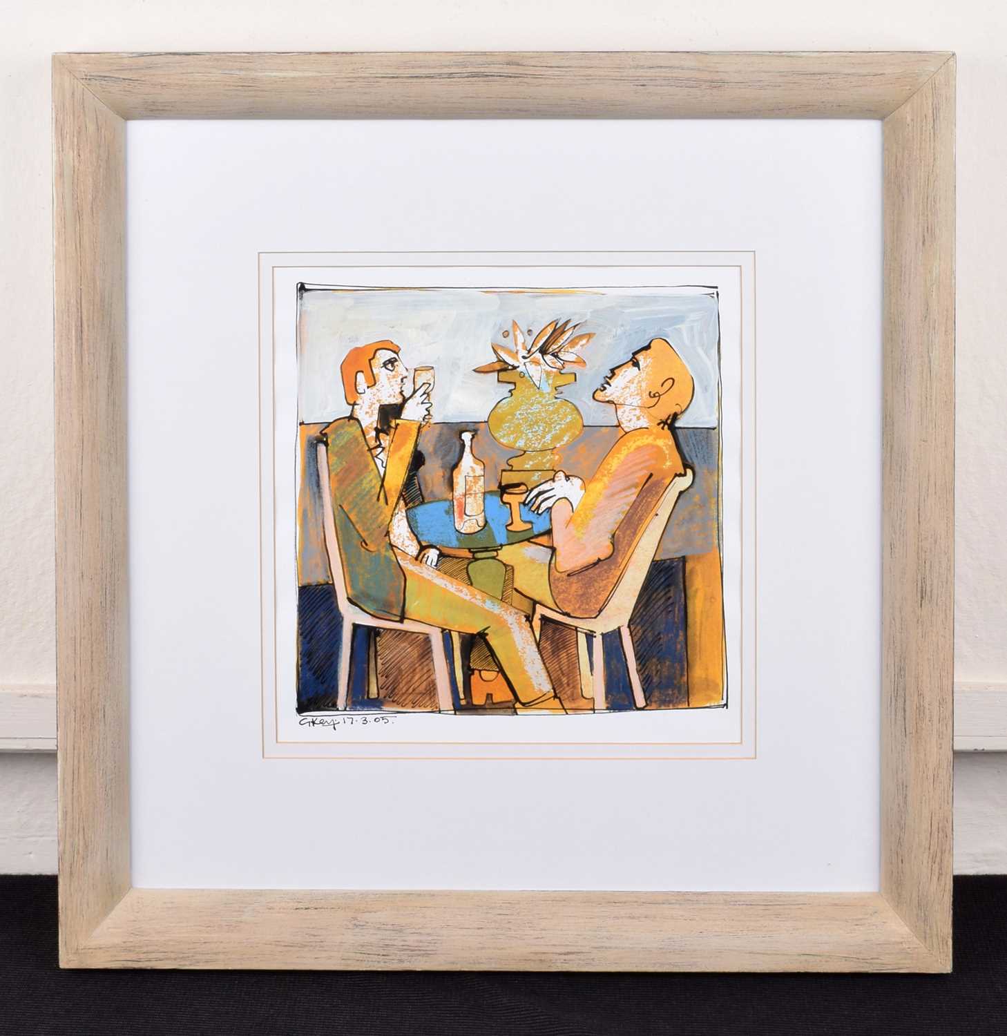 Geoffrey Key (British 1941-) "Cafe Bar Figures" - Image 2 of 2