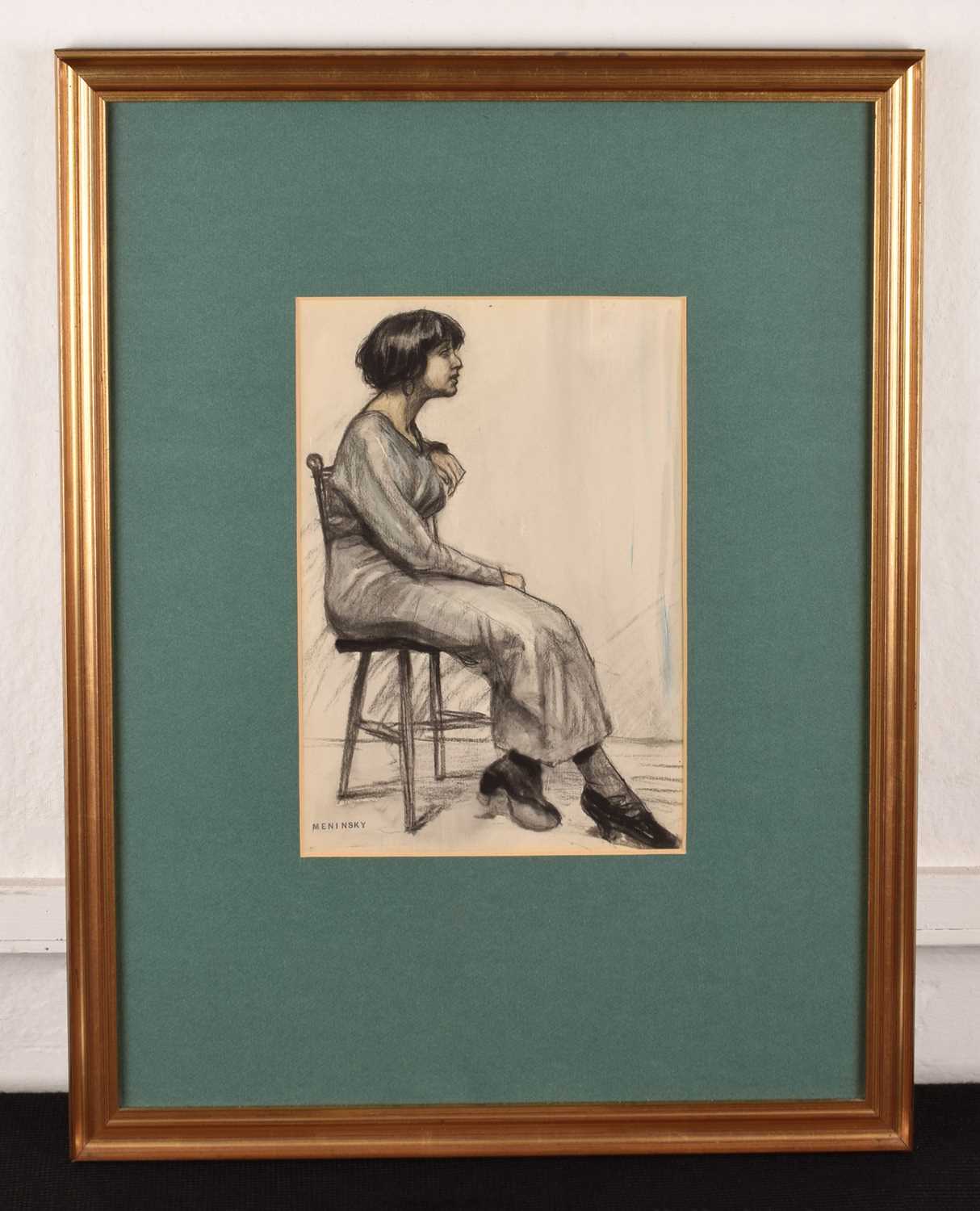 Bernard Meninsky (British 1891-1950) Seated woman - Image 2 of 2