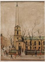 L.S. Lowry R.A. (British 1887-1976) "St. Luke's Church, Old Street, London, E.C."