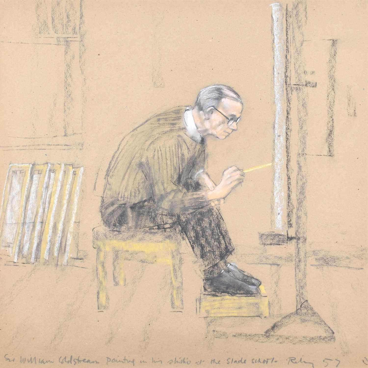 Harold Riley (British 1934-2023) "Sir William Coldstream painting in his studio at the Slade School"