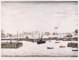 L.S. Lowry R.A. (British 1887-1976) "The Harbour"