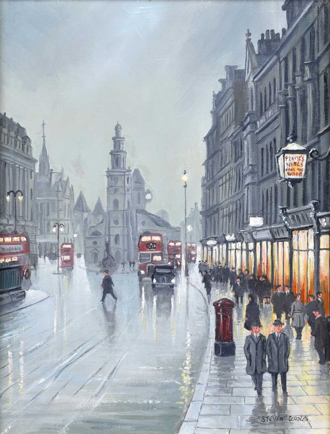 Steven Scholes (British 1952-) "The Strand, London 1958"