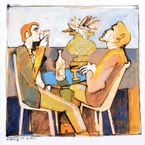 Geoffrey Key (British 1941-) "Cafe Bar Figures"