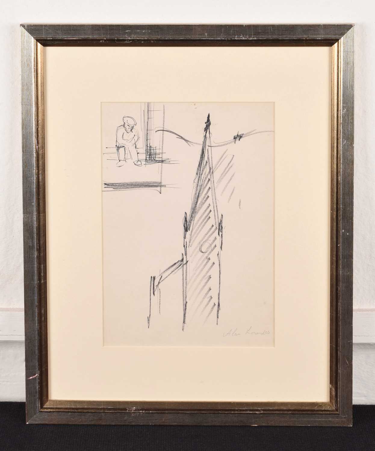 Alan Lowndes (1921-1978) Church spire and a seated figure - Image 2 of 2