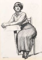 Bernard Meninsky (British 1891-1950) Seated women resting on table