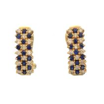 A pair of sapphire and diamond earrings,